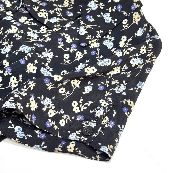 Vtg 90s Petite Sophisticate Button Front Rayon Dress Micro Floral Grunge - Picture 6 of 14